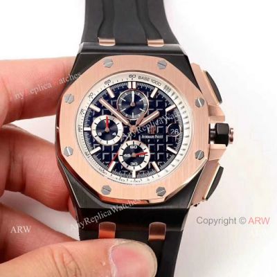 Audemars Piguet Royal Oak Offshore Replica Watch Black Case Rose Gold Bezel